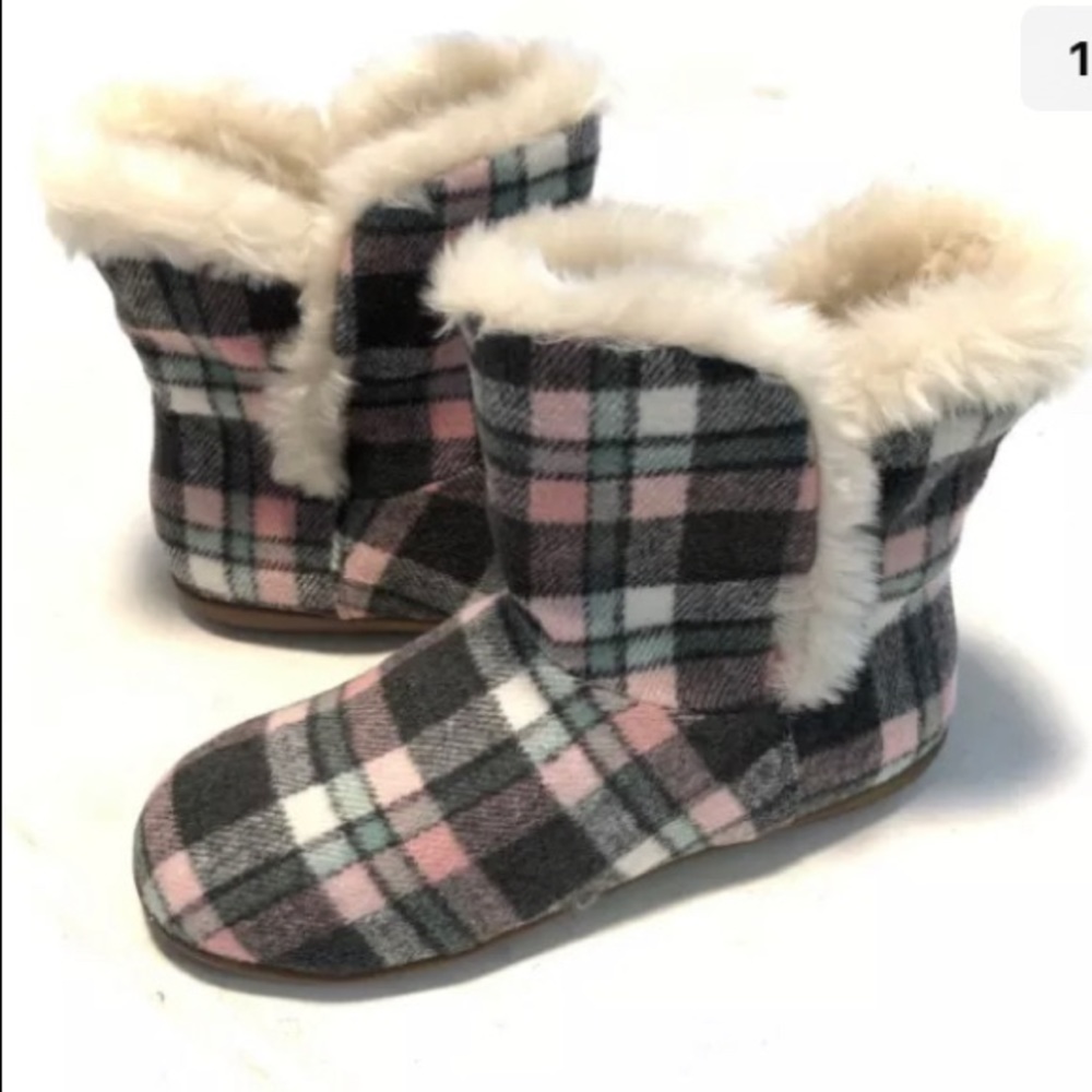 Vionic 6 cozy kari Orthoheel pink plaid boots NWT
